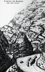 Fort Bard, gravure du Theatrum Sabaudiae - Italian School