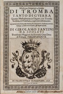 Frontispice de Modo per imparare a sonare di tromba méthode pour apprendre la trompette par Girolamo Fantini (1600-1675) - Italian School