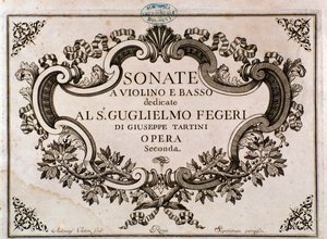 Frontispice de la partition musicale pour Sonates par Giuseppe Tartini
