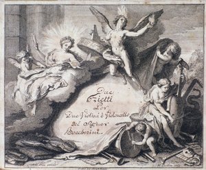 Frontispice de la partition musicale de Due trietti per due violini e violoncello par Luigi Boccherini - Italian School