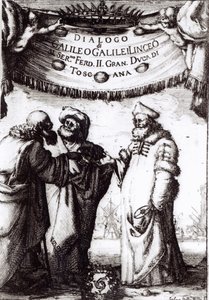 Frontispice de Dialogo sopra i due massimi sistemi del mondo par Galilée, publié en 1632 - Italian School