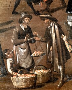 Vendeur de fruits et petit voleur (détail)