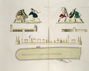 Gladiateurs et plan du cirque de Caracalla, planche 23A, classe 5 de la Partie I de L