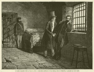 Le Père de Mazzini Pose à Son Fils le Dilemme, Rester Confiné dans une Petite Ville du Piémont, ou Quitter les États Sardes (gravure)