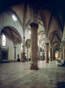 Vue intérieure de la basilique Santa Maria Novella - Italian School
