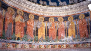 Jésus et Marie parmi les Douze Apôtres - Italian School