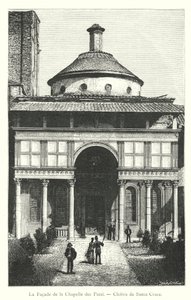 La Façade de la Chapelle des Pazzi, Cloître de Santa Croce (gravure) - Italian School