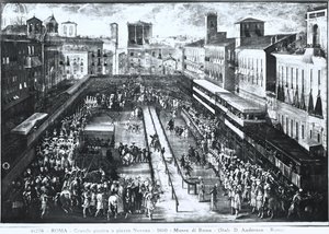 Grand tournoi sur la Piazza Navona, vers 1610 - Italian School