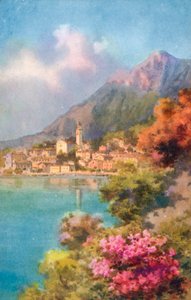 Limone, Lac de Garde, Italie (lithographie couleur) - Italian School