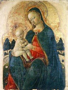 Madone et Enfant dans un Jardin, Peintre Vénitien - Italian School