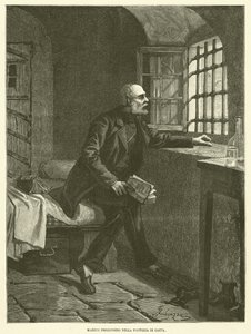 Mazzini prisonnier dans la forteresse de Gaeta (gravure) - Italian School