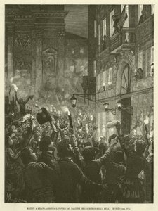 Mazzini à Milan, Harangue le Peuple depuis le Balcon de l