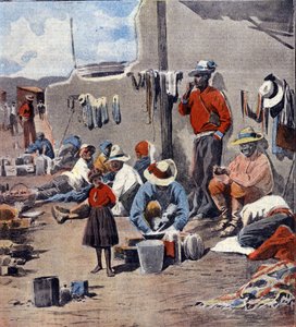 Révolution mexicaine : familles de réfugiés fuyant l