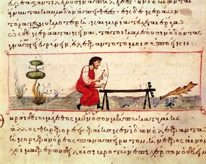 Travail traditionnel en ivoire, une illustration du Cynegetica par Oppian