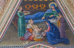 Nativité de Marie, mosaïque, pignon de l