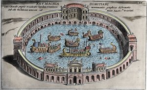 Naumachie, combat naval dans un amphithéâtre à Rome