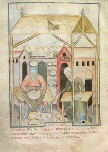 Préparation du fromage, du Tacuinum Sanitatis, c.1390-1400