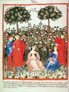 Printemps : La cueillette des fleurs, de Tacuinum Sanitatis