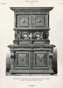 Buffet en chêne conçu à Stuttgart, illustration de L