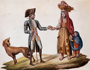Vieux métiers napolitains : un noble donne une pièce à un palmiscian - Italian School