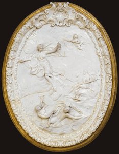 Une des quatre plaques ovales moulées de Doccia, milieu du 18ème siècle - Italian School