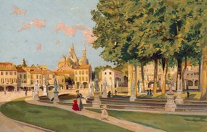 Padoue / Padua : Piazza Vittorio Emanuele, Prato della Valle (chromolitho) - Italian School