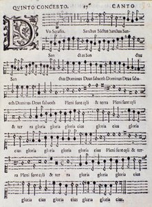 Page de la partition musicale du Concerto 5 dans « Canzoni alla francese » d