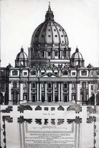 Plan de Saint-Pierre, Rome, gravé par Alessandro Specchi - Italian School