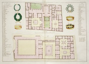 Plans de la Maison du Questeur et de la Maison du Faune, Pompéi, planche 25A, classe 5 de la Partie I de L