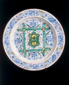 Assiette avec le Lion rampant, manufacture de Cafaggiolo