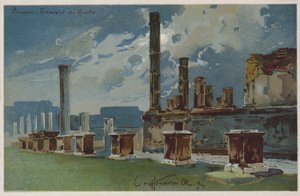 Pompéi - Temple de Jupiter (lithographie couleur) - Italian School