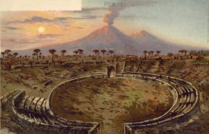 Pompei, Italie, Amphithéâtre (lithographie couleur) - Italian School
