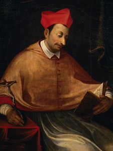 Portrait de Saint Charles Borromée (1538-1584), archevêque et cardinal italien, peinture par un anonyme, église de San Carlo, Arona, Piémont, Italie