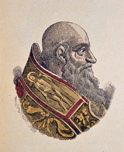 Portrait du pape Paul III (Paolo, Paulus ou Alessandro Farnese) (1534-1549), 1898 (gravure avec coloration ultérieure) - Italian School
