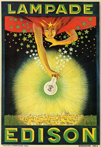 Affiche publicitaire pour les ampoules Edison, Milan, Italie - Italian School