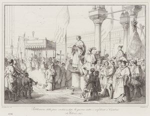 Publication de la paix conclue, après la guerre contre les confédérés à Cambrai - Italian School