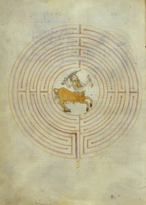 Représentation du Minotaure au centre du labyrinthe - Italian School