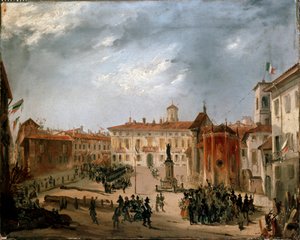 Révolutions de 1848, Cinq Jours de Milan : Prisonniers autrichiens sur la place Borromeo le 20 mars