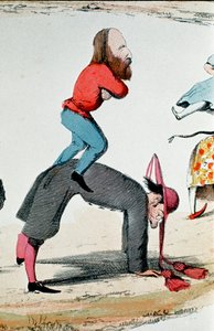 Dessin satirique représentant les héros du Risorgimento Giuseppe Garibaldi réglant la question romaine - Italian School