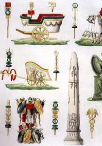 Chariots romains, trophées et monuments militaires, détail de la planche 20, classe 5 de la Partie I de 