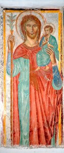 Saint Christophe Anonyme 14ème siècle fresque Varazze, chapelle du château Invrea, Italie - Italian School