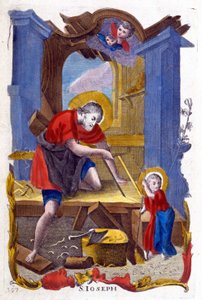 Saint Joseph en charpentier et Jésus, image italienne