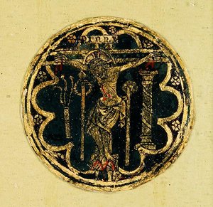 Petit panneau avec un médaillon de la Crucifixion - Italian School