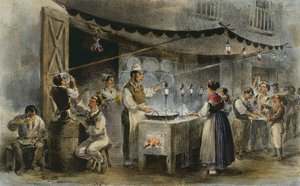 Marchand de spaghettis à Naples, Italie