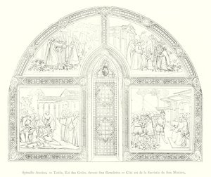 Spinello Aretino, Totila, roi des Goths, devant San Benedetto, côté est de la sacristie de San Miniato