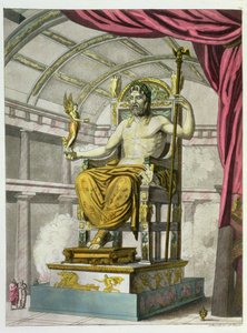 Statue de Jupiter dans un Temple, de Costumi dei Romani, gravée par Angelo Biasioli (1790-1830), c.1805-20 (aquatinte)