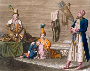 Habitants de Tachkent dans une habitation typique, vers 1820-1830 - Italian School