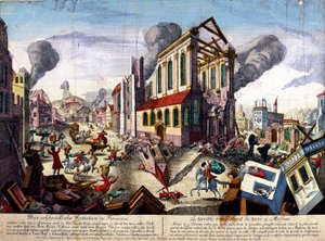 Le tremblement de terre de Messine en 1783 (gravure en couleur)
