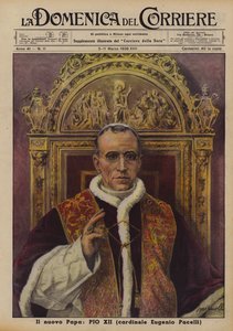 Le nouveau pape Pie XII (Cardinal Eugenio Pacelli) (lithographie couleur) - Italian School
