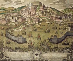 Ville de Trieste et son port franc, gravure en couleur, Italie